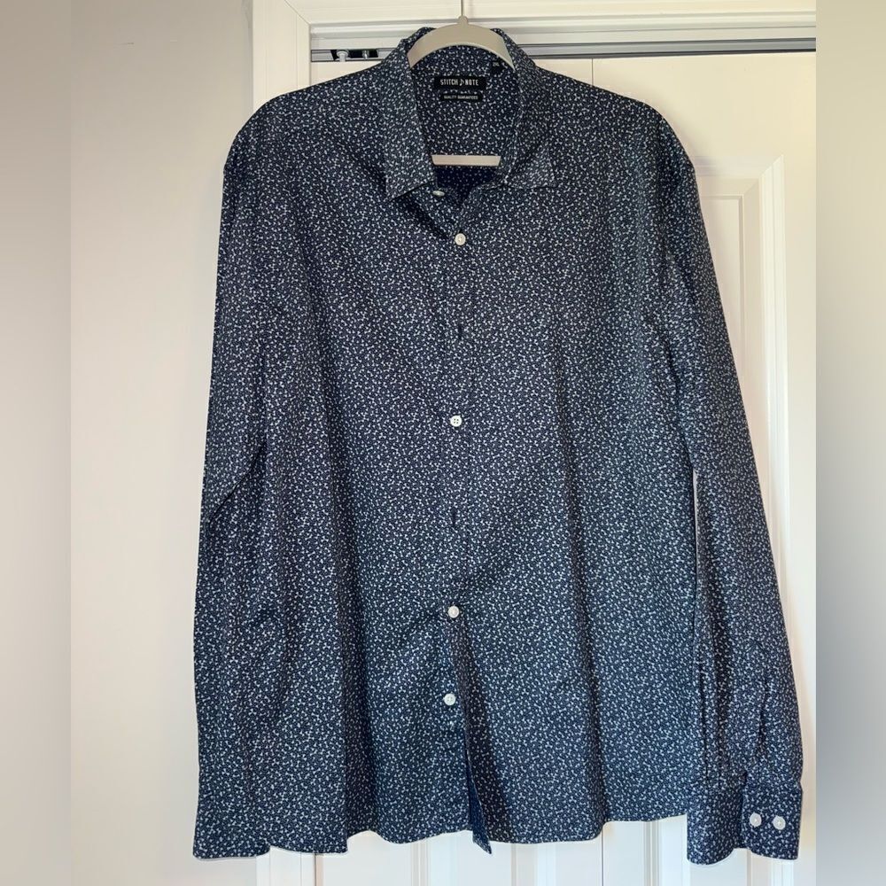 Stitch Note Men's Blue Dress Shirt Size 2XL